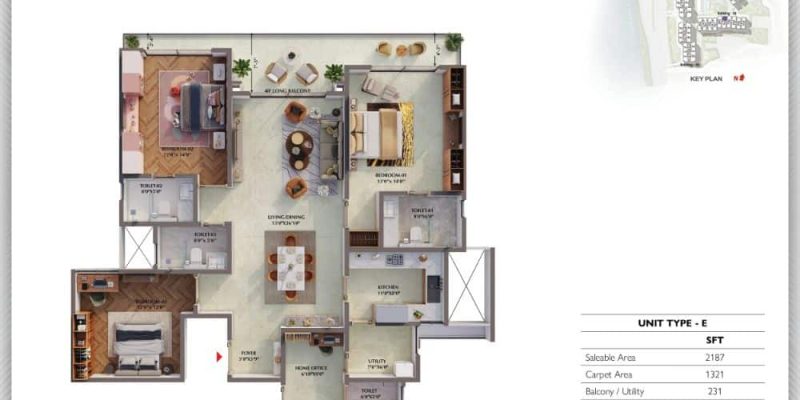 3BHK-Regalia-2187-Prestige-Raintree-Park