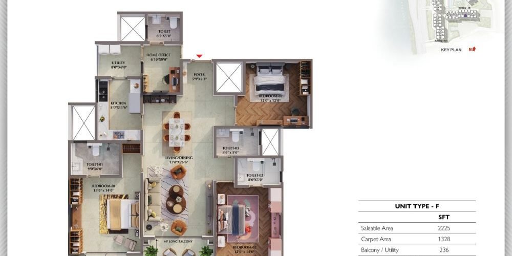 3BHK-Regalia-2225-Prestige-Raintree-Park