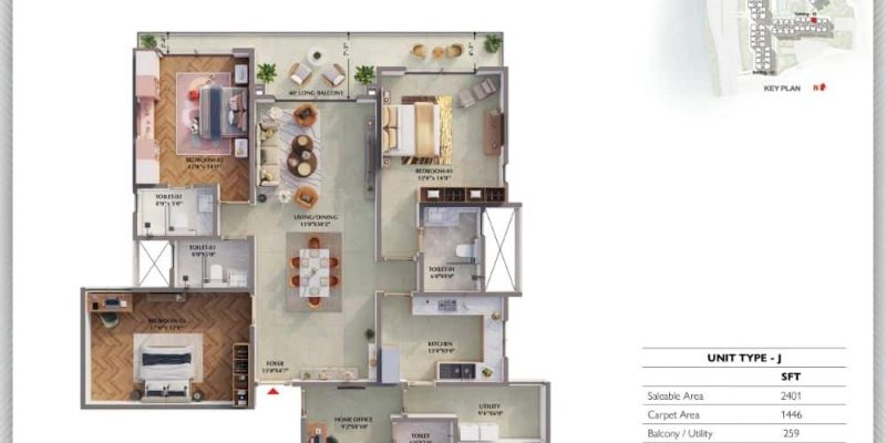 3BHK-Regalia-2401-Prestige-Raintree-Park
