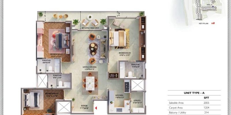 3BHK-Urbania-2005-Prestige-Raintree-Park